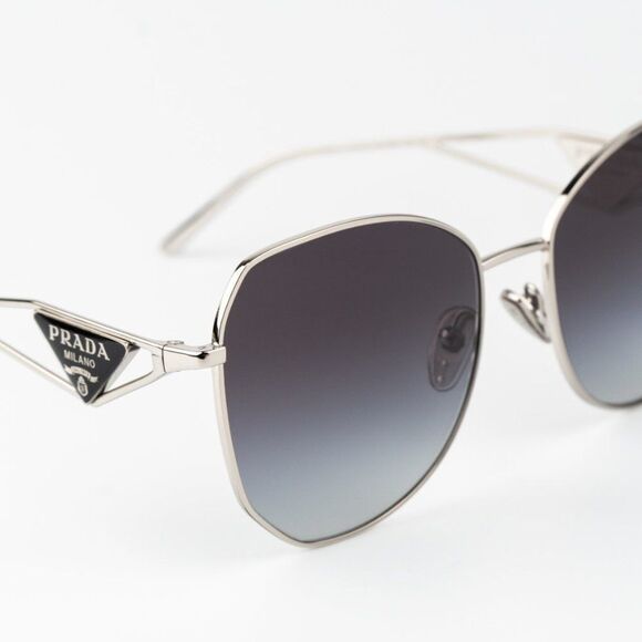 Prada Women Sunglasses Silver Grey Gradient Geometric PR57YS 1BC5D1 BRAND NEW